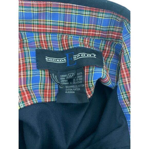 Vintage Escada Sport Womens Shirt Corduroy S Small Navy Blue Crest Collared - Picture 5 of 8